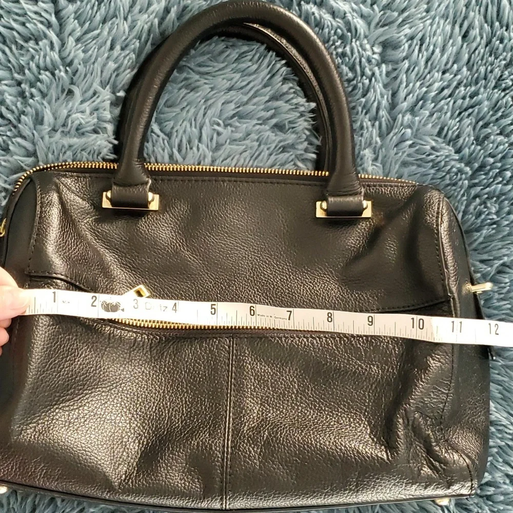 GENUINE LEATHER BAG WITH GOLD HARDWARE BLACK